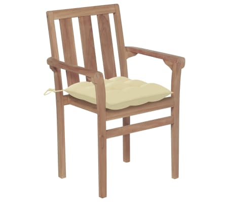 vidaXL Z&aacute;hradn&eacute; stoličky 2 ks, kr&eacute;movo biele podložky, t&iacute;kov&yacute; mas&iacute;v