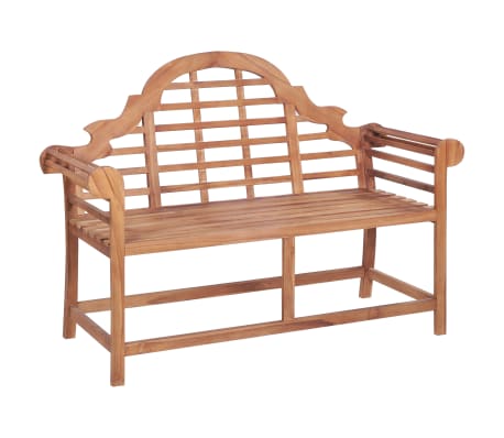 vidaXL Sodo suoliukas su lapų ra&scaron;tų pagalvėle, 120cm, tikmedis