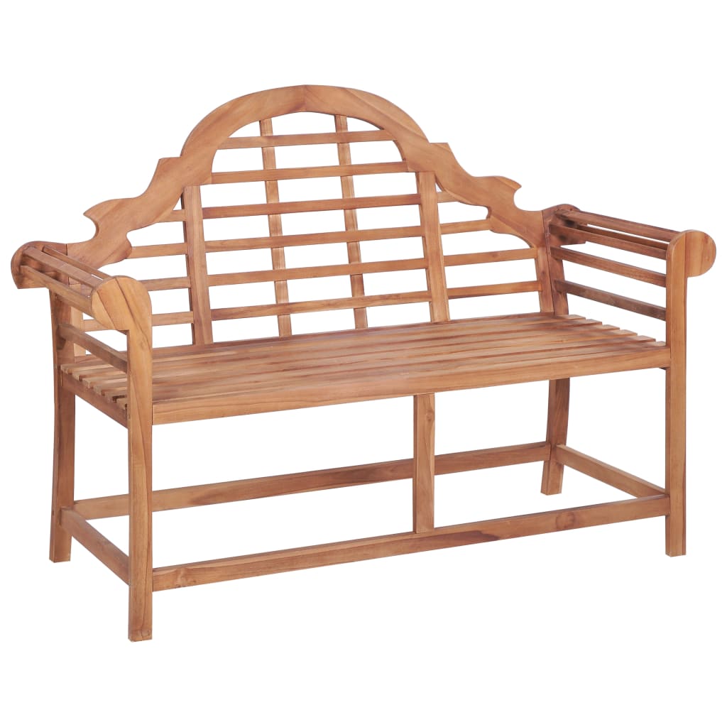 

vidaXL Tuinbank met rood geruit kussen 120 cm massief teakhout