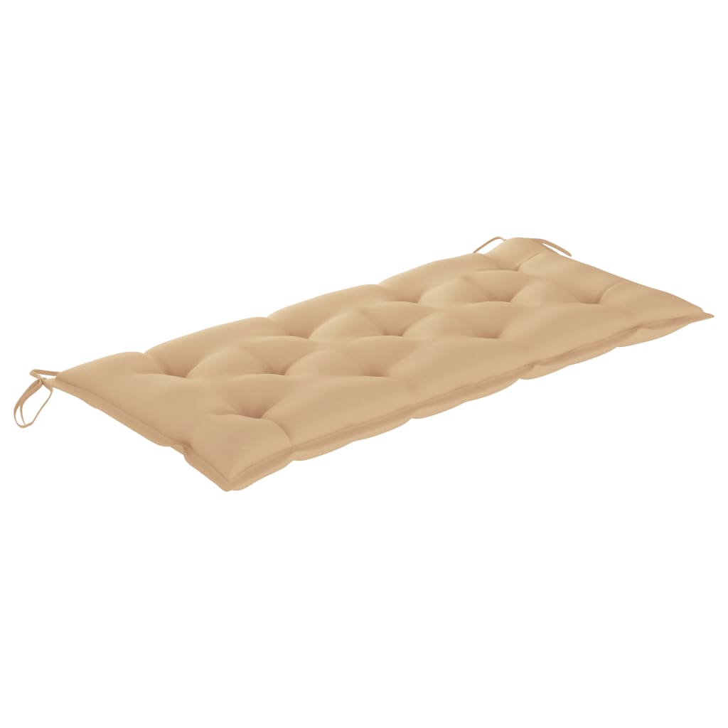 

vidaXL Tuinbank met beige kussen 120 cm massief teakhout