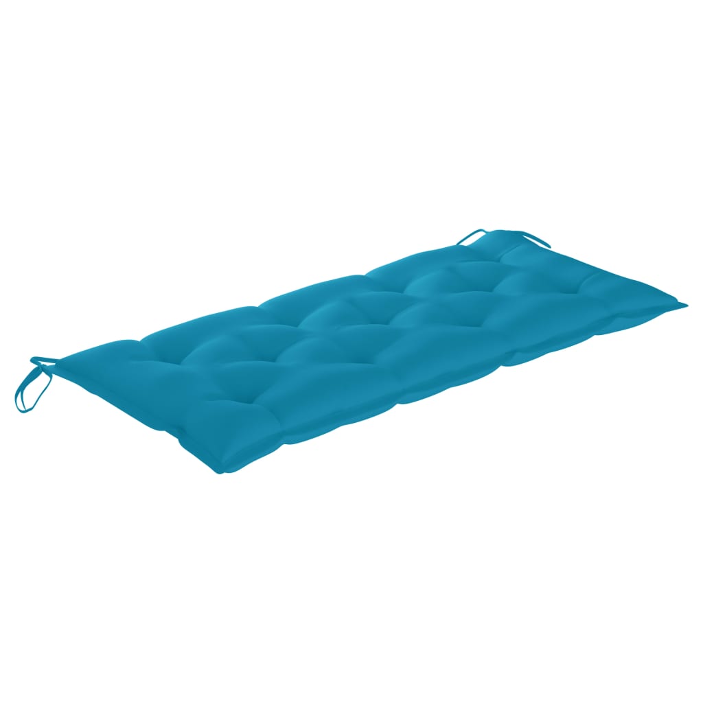 

vidaXL Tuinbank met lichtblauw kussen 120 cm massief teakhout