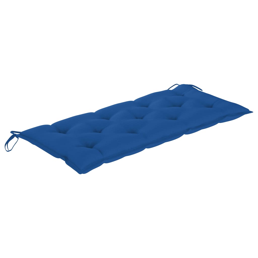 

vidaXL Tuinbank met blauw kussen 120 cm massief teakhout