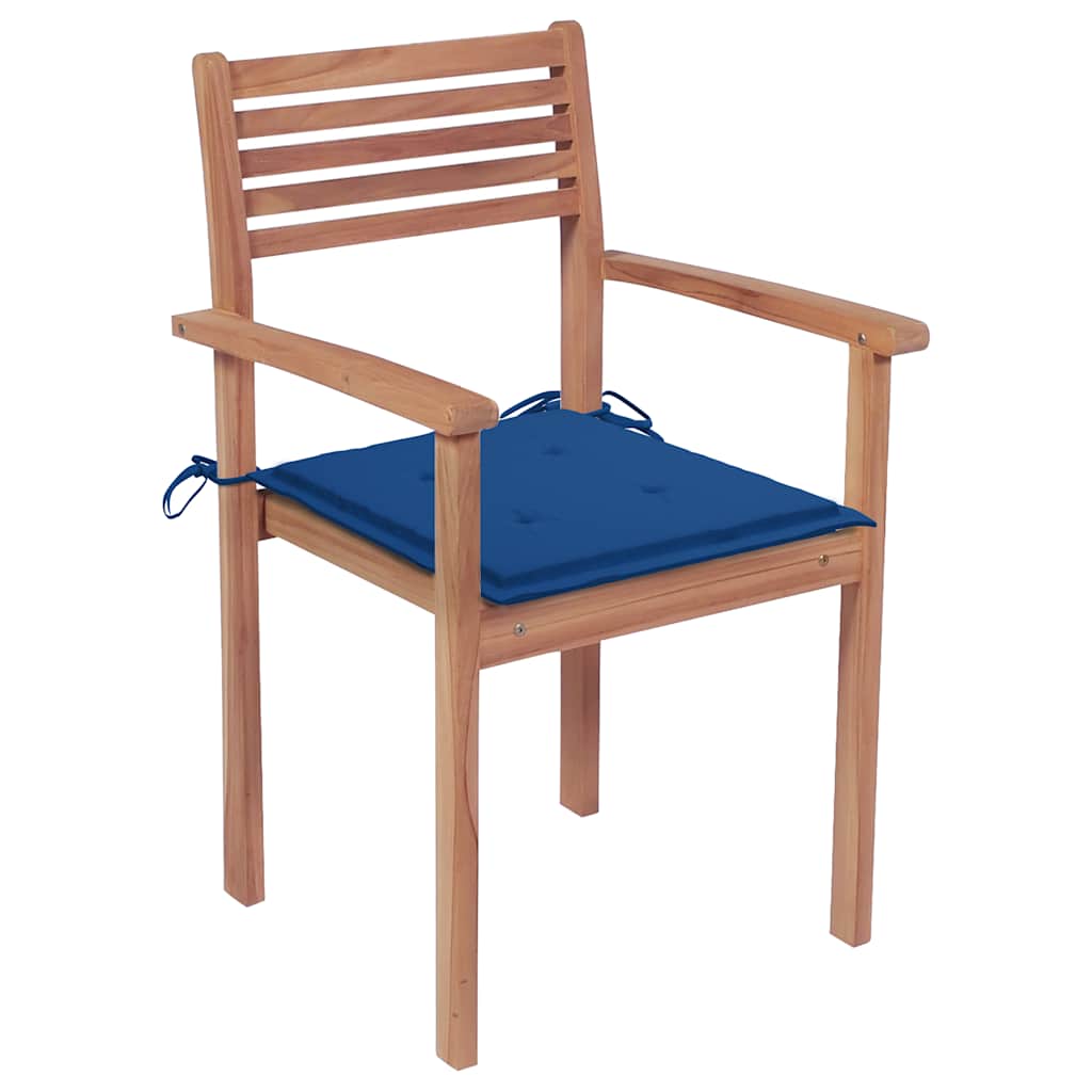 

vidaXL Tuinstoelen 2 st met koningsblauwe kussens massief teakhout