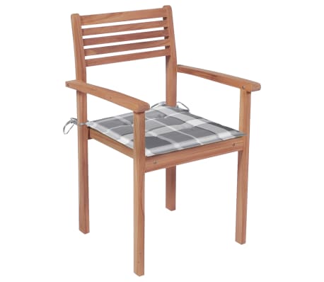 vidaXL Sodo kėdės su languotomis pagalvėmis, 2vnt., tikmedžio masyvas