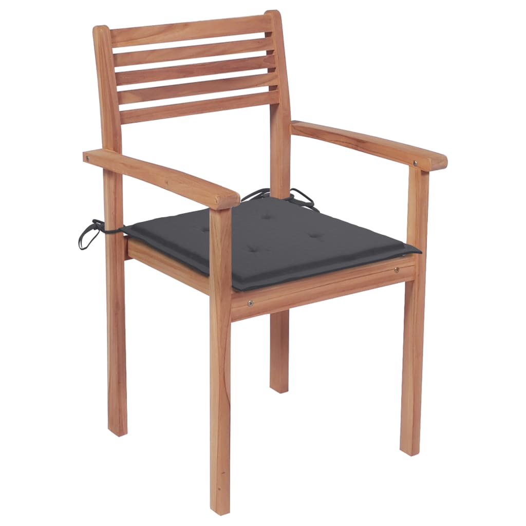 Sodo kėdės su antracito pagalvėlėmis, 4vnt., tikmedžio masyvas | Stepinfit.lt