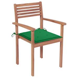 Zahradní židle 4 ks zelené podušky masivní teak - obrázek 2