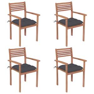Zahradní židle 4 ks antracitové podušky masivní teak - obrázek 1
