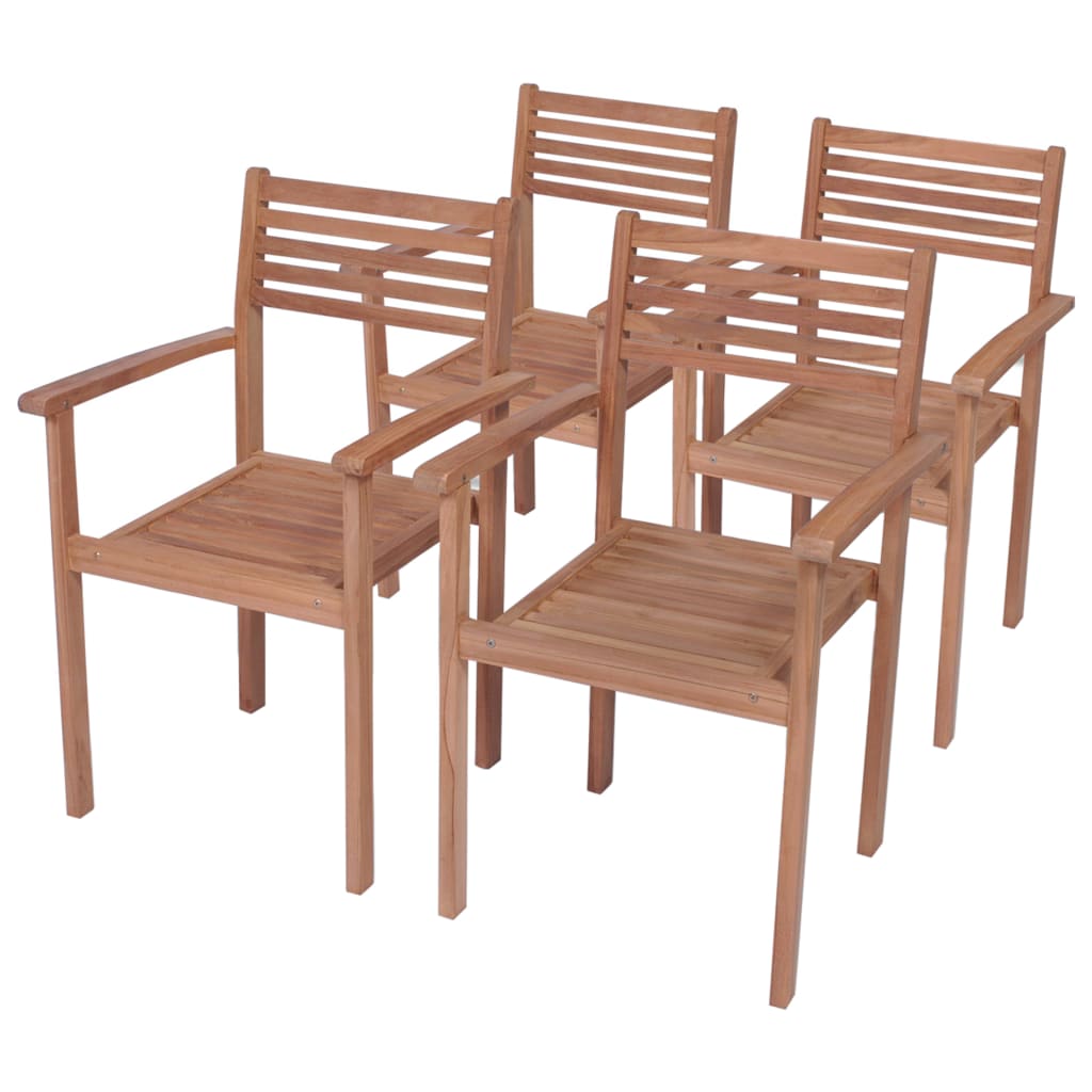  Záhradné stoličky 4 ks antracitové podložky teakový masív