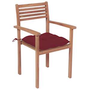 Zahradní židle 4 ks vínové podušky masivní teak - obrázek 2