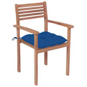Zahradní židle 4 ks s modrými poduškami masivní teak - obrázek 2