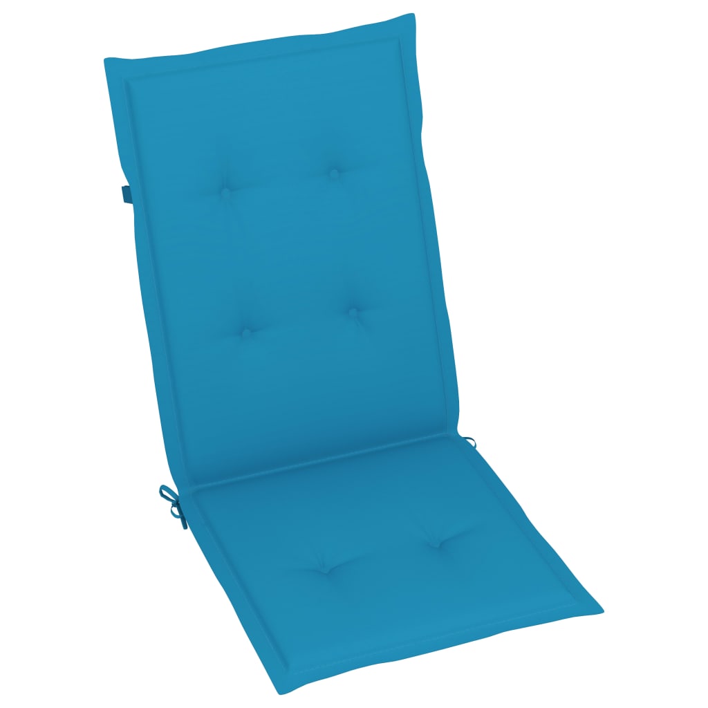  Záhradné stoličky 2 ks s modrými podložkami tíkový masív