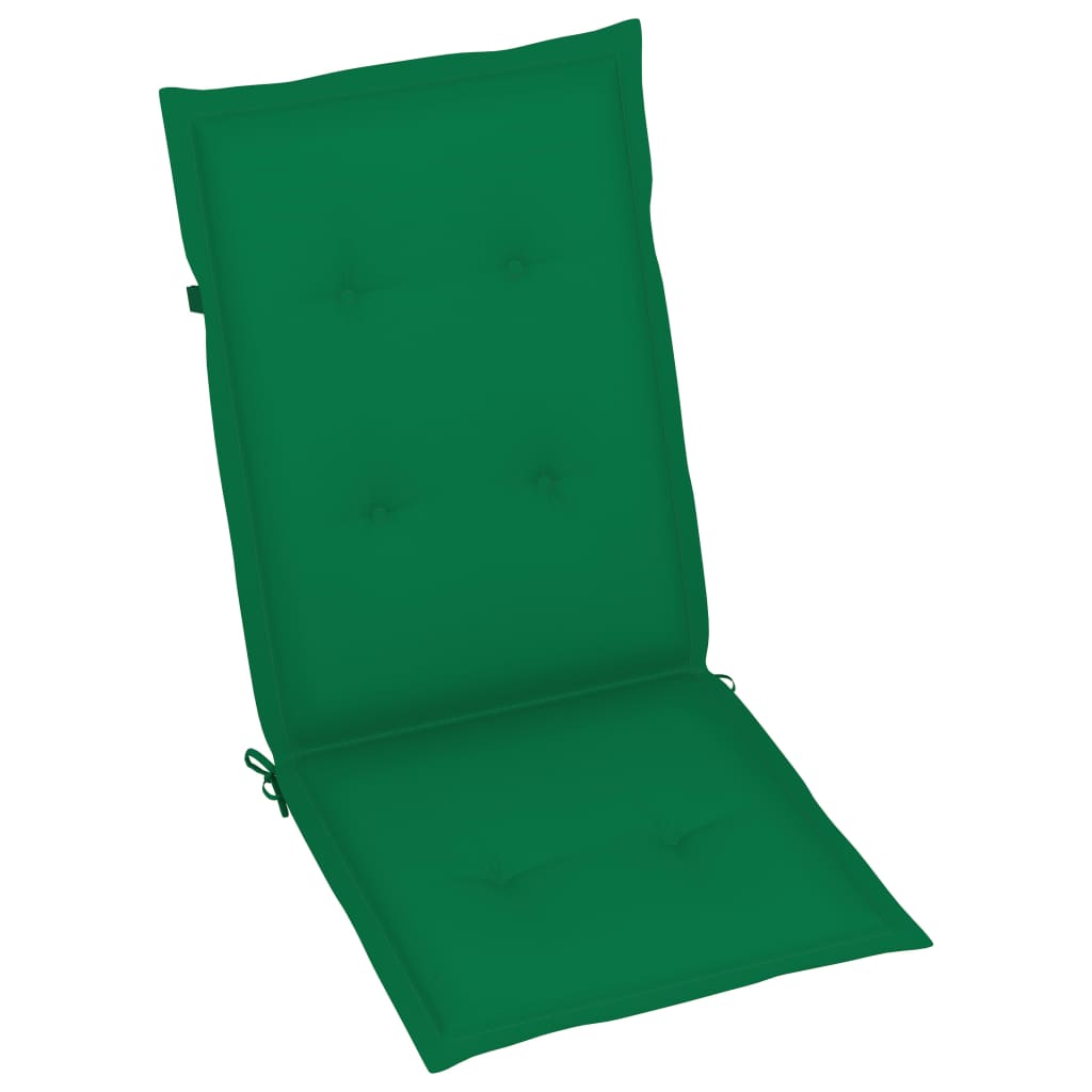  Záhradné stoličky 2 ks so zelenými podložkami tíkový masív