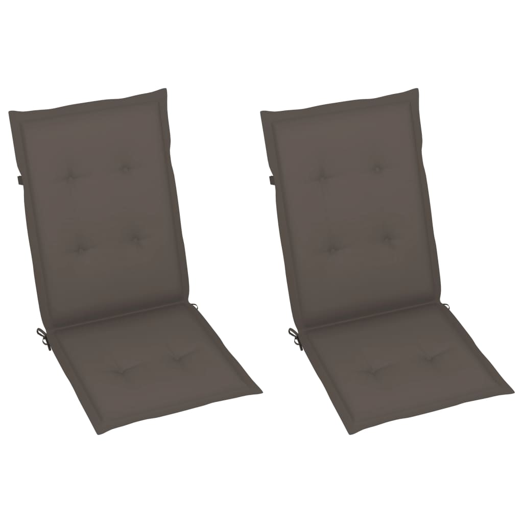  Záhradné stoličky 2 ks so sivohnedými podložkami tíkový masív