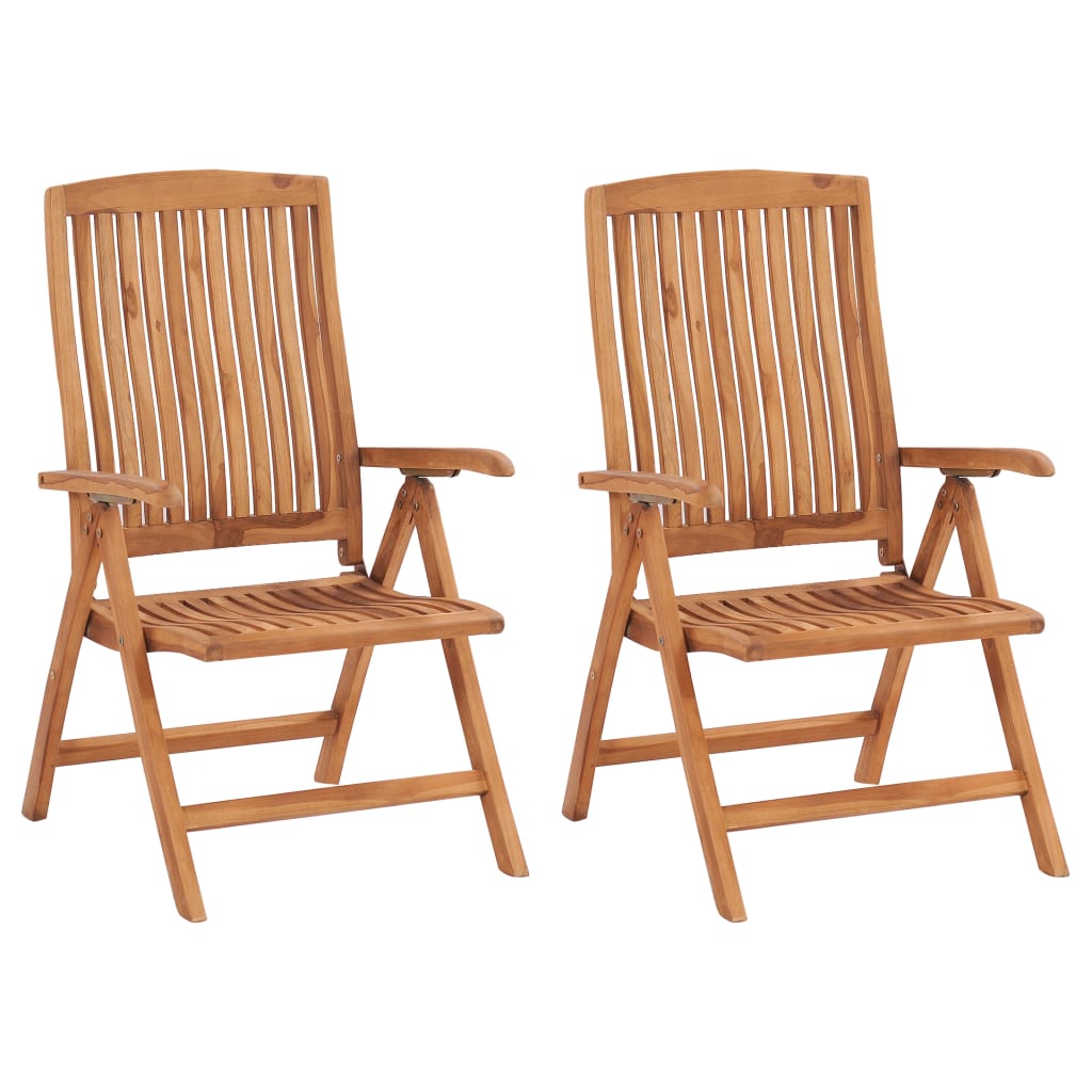 vidaXL Chaises de jardin 2 pcs avec coussins vert Bois de teck massif