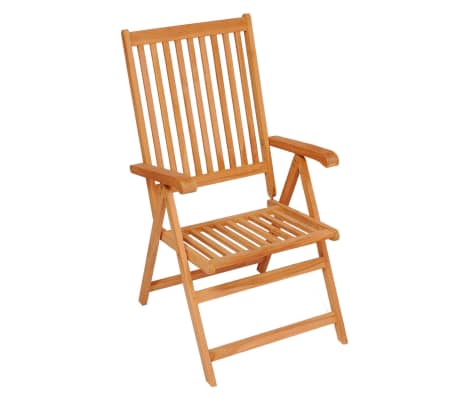 vidaXL Krzesło ogrodowe z niebieskimi poduszkami, drewno tekowe