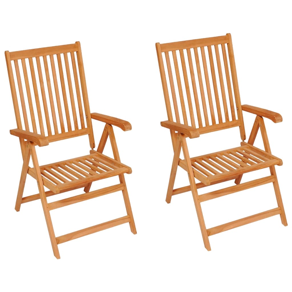 

vidaXL Tuinstoelen 2 st met groene kussens massief teakhout