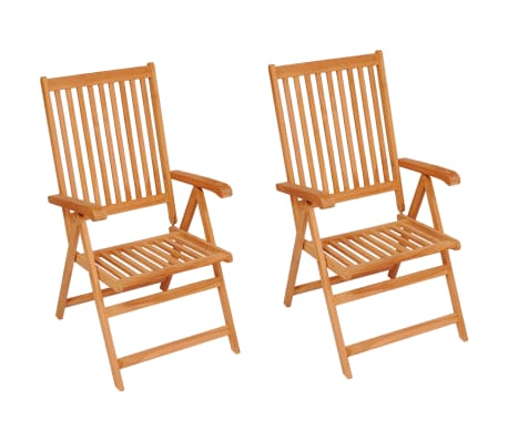 vidaXL Gartenst&uuml;hle 2 Stk. Graue Karomuster Kissen Massivholz Teak