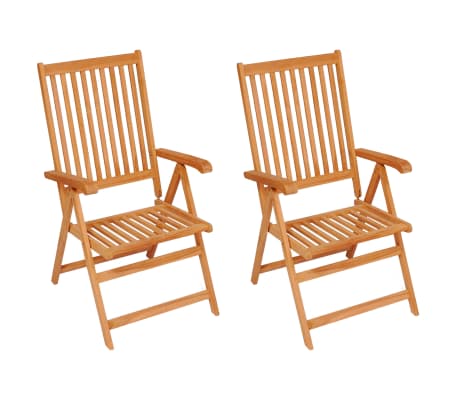 vidaXL Sodo kėdės su juodomis pagalvėlėmis, 2vnt., tikmedžio masyvas