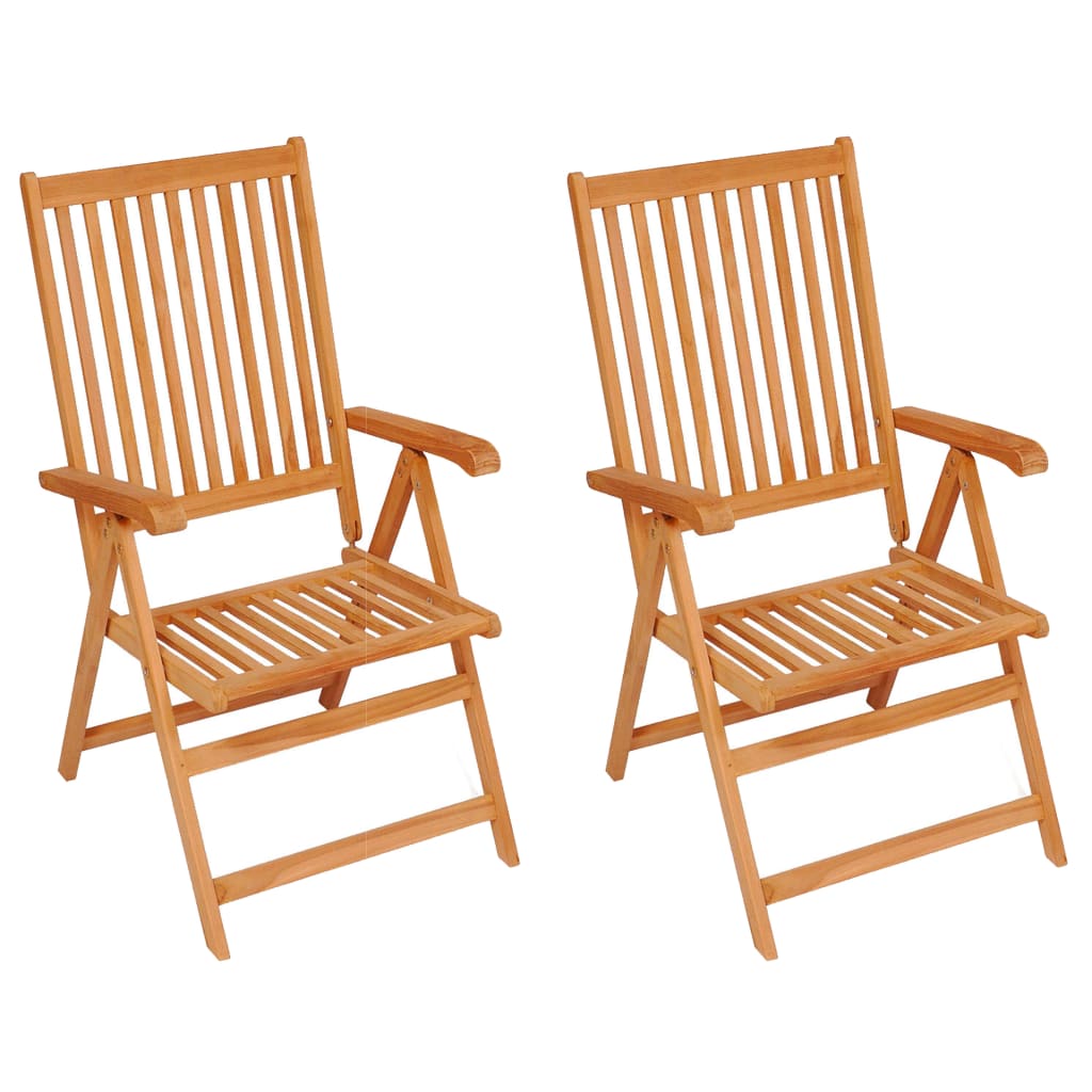 vidaXL Chaises de jardin 2 pcs avec coussins bordeaux Teck massif