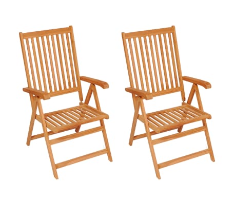 vidaXL Sodo kėdės su lapų ra&scaron;tų pagalvėlėmis, 2vnt., tikmedis