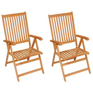 vidaXL Sodo kėdės su lapų ra&scaron;tų pagalvėlėmis, 2vnt., tikmedis