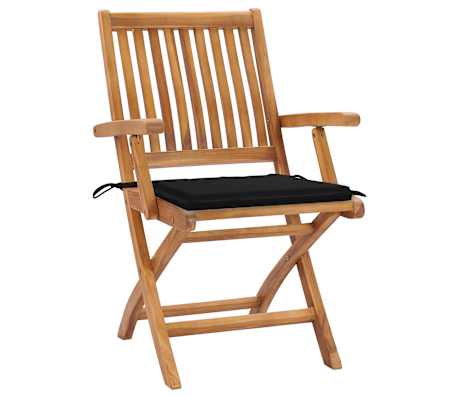 vidaXL Gar&eth;st&oacute;lar 2 stk. me&eth; Sv&ouml;rtum Sessum Gegnheill Tekkvi&eth;ur