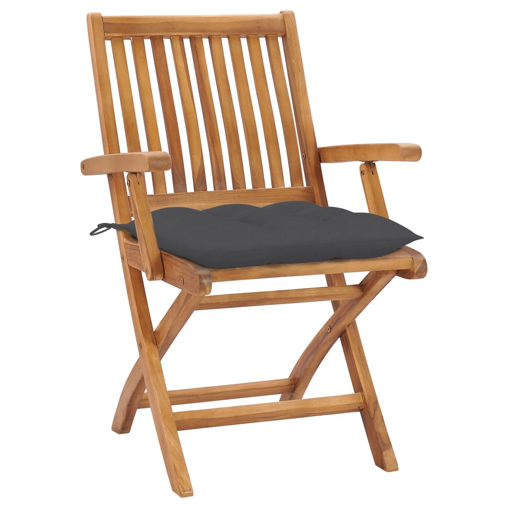 

vidaXL Tuinstoelen 2 st met antracietkleurige kussens massief teakhout