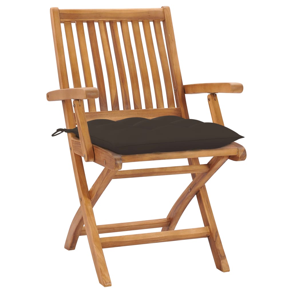 vidaXL Patio Chairs 2 pcs with Taupe Cushions Solid Teak Wood