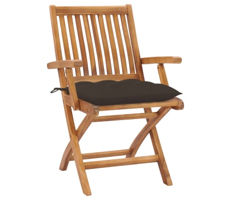 vidaXL Patio Chairs 2 pcs with Taupe Cushions Solid Teak Wood