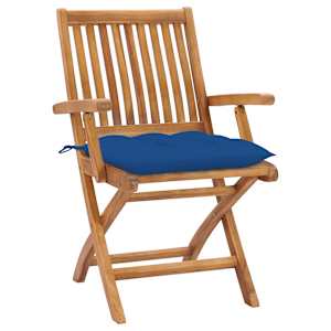 vidaXL Sedie da Giardino 2 pz con Cuscini Blu in Massello di Teak