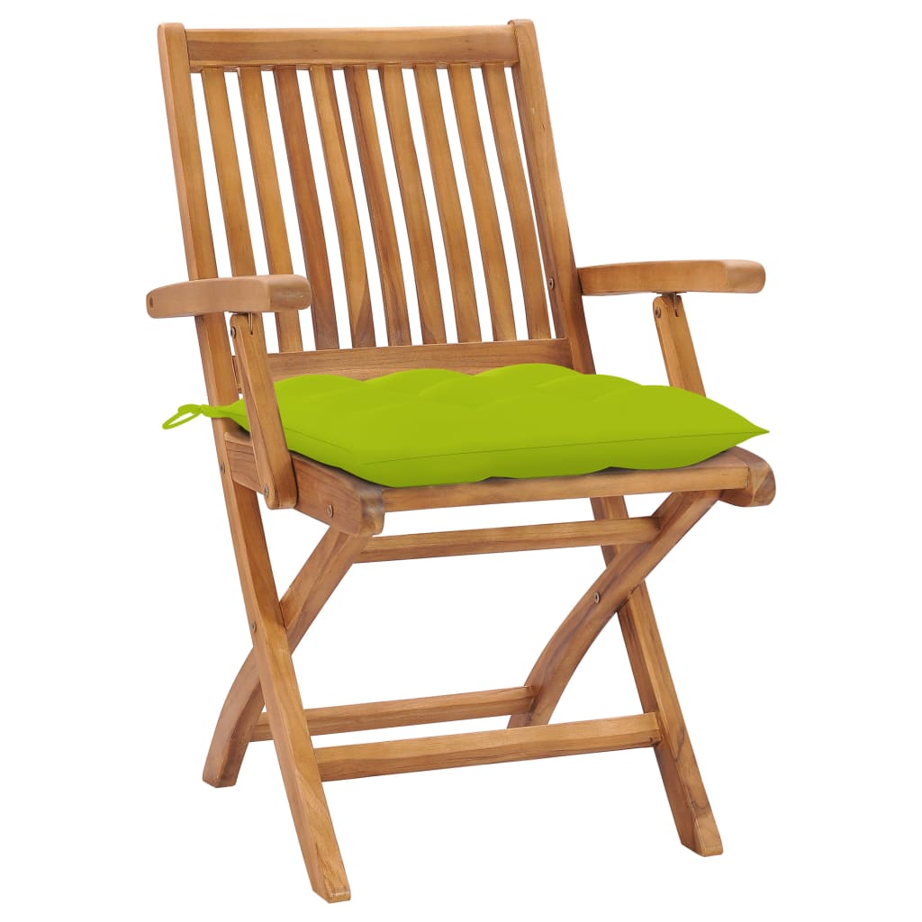 vidaXL Sedie Giardino 2 pz e Cuscini Verde Brillante Massello di Teak