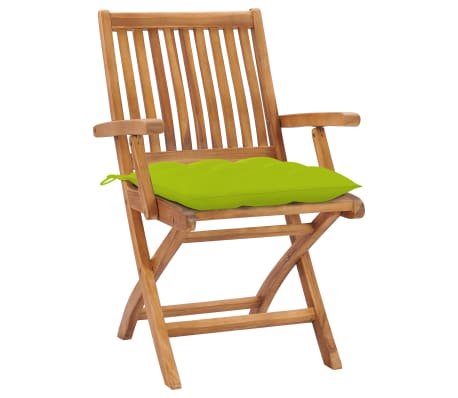 vidaXL Sedie Giardino 2 pz e Cuscini Verde Brillante Massello di Teak