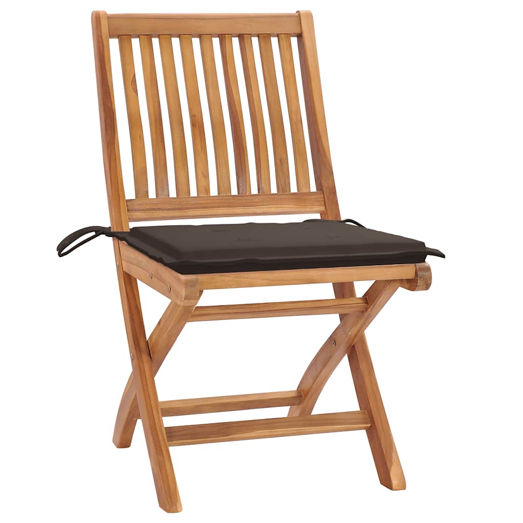 

vidaXL Tuinstoelen 2 st met taupe kussens massief teakhout