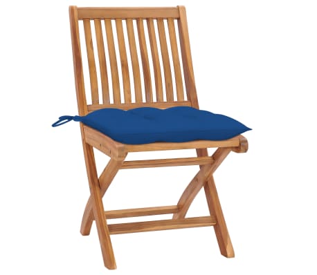 vidaXL 2 db tömör tíkfa kerti szék kék párnával