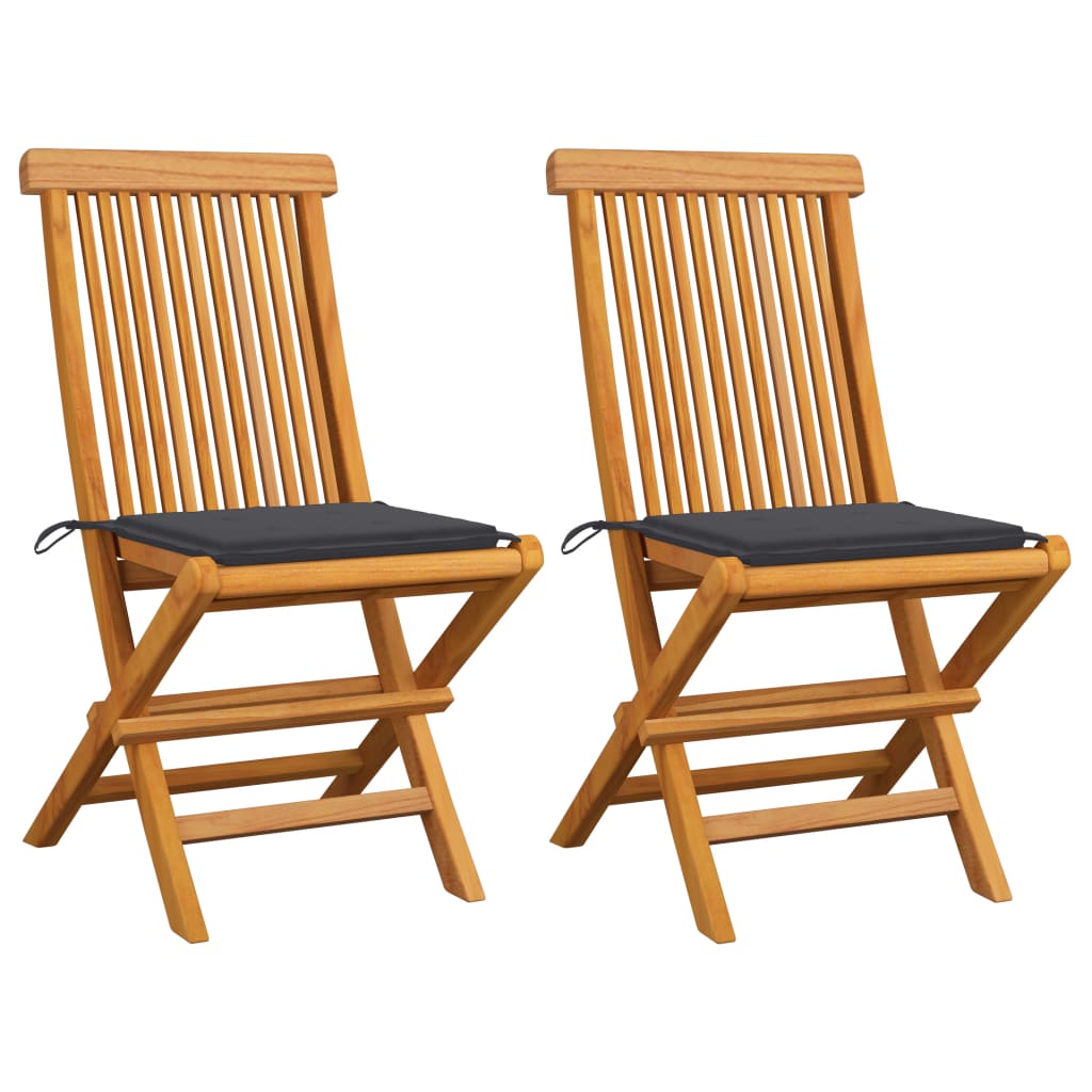 Photos - Garden Furniture VidaXL Patio Chairs with Anthracite Cushions 2 pcs Solid Teak Wood 