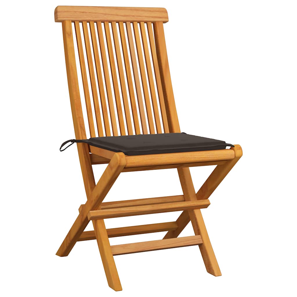 vidaXL Tuinstoelen 2 st met taupe kussens massief teakhout afbeelding