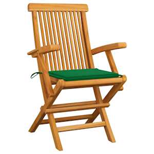 Zahradní židle se zelenými poduškami 2 ks masivní teak - obrázek 2