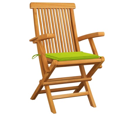 vidaXL Chaises de jardin avec coussins vert vif 3 pcs Bois de teck