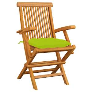 vidaXL Gartenst&uuml;hle mit Hellgr&uuml;nen Kissen 3 Stk. Massivholz Teak