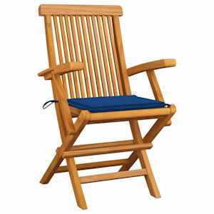 vidaXL Chaises de jardin avec coussins bleu royal lot de 6 Bois teck