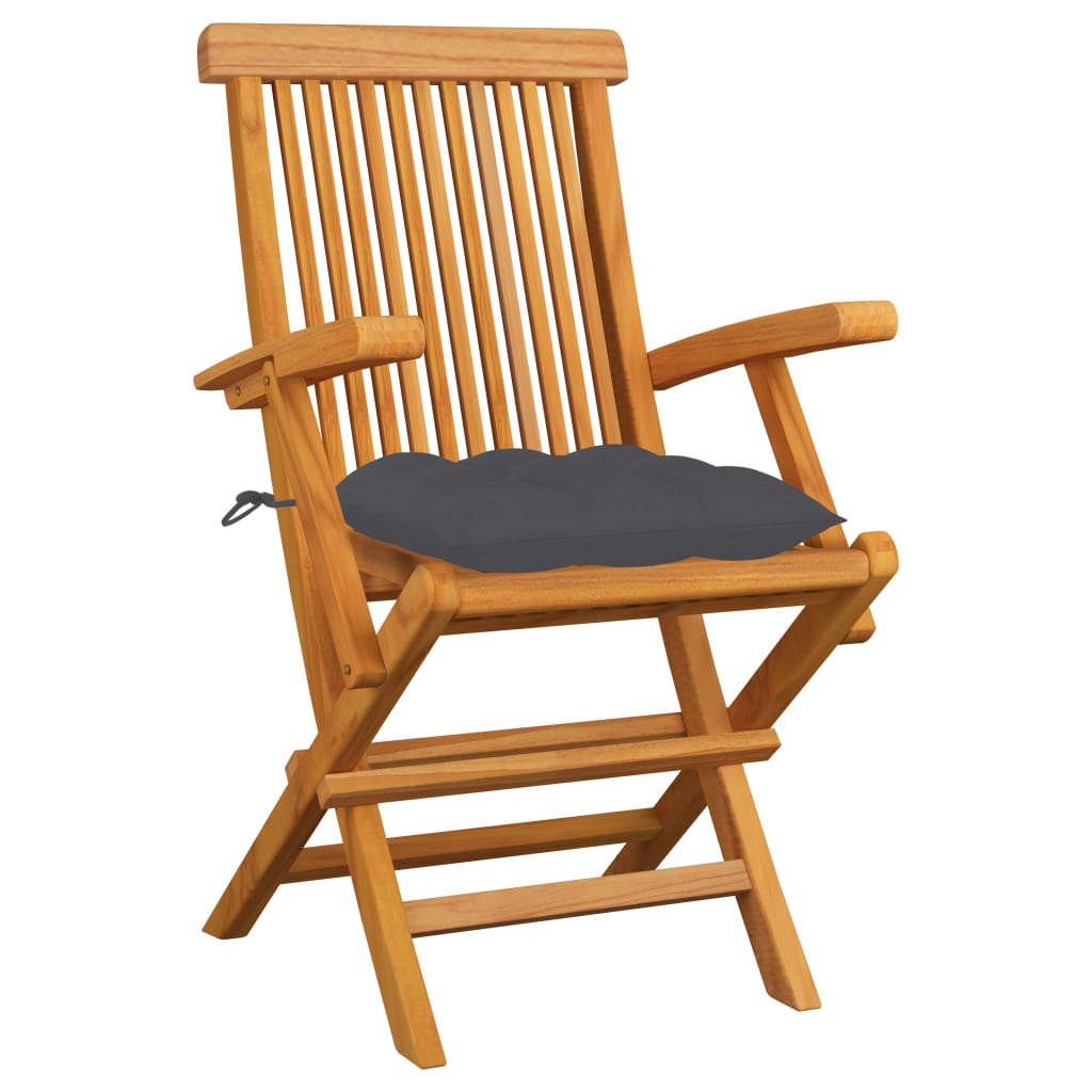 vidaXL Tuinstoelen 6 st met antracietkleurige kussens massief teakhout afbeelding