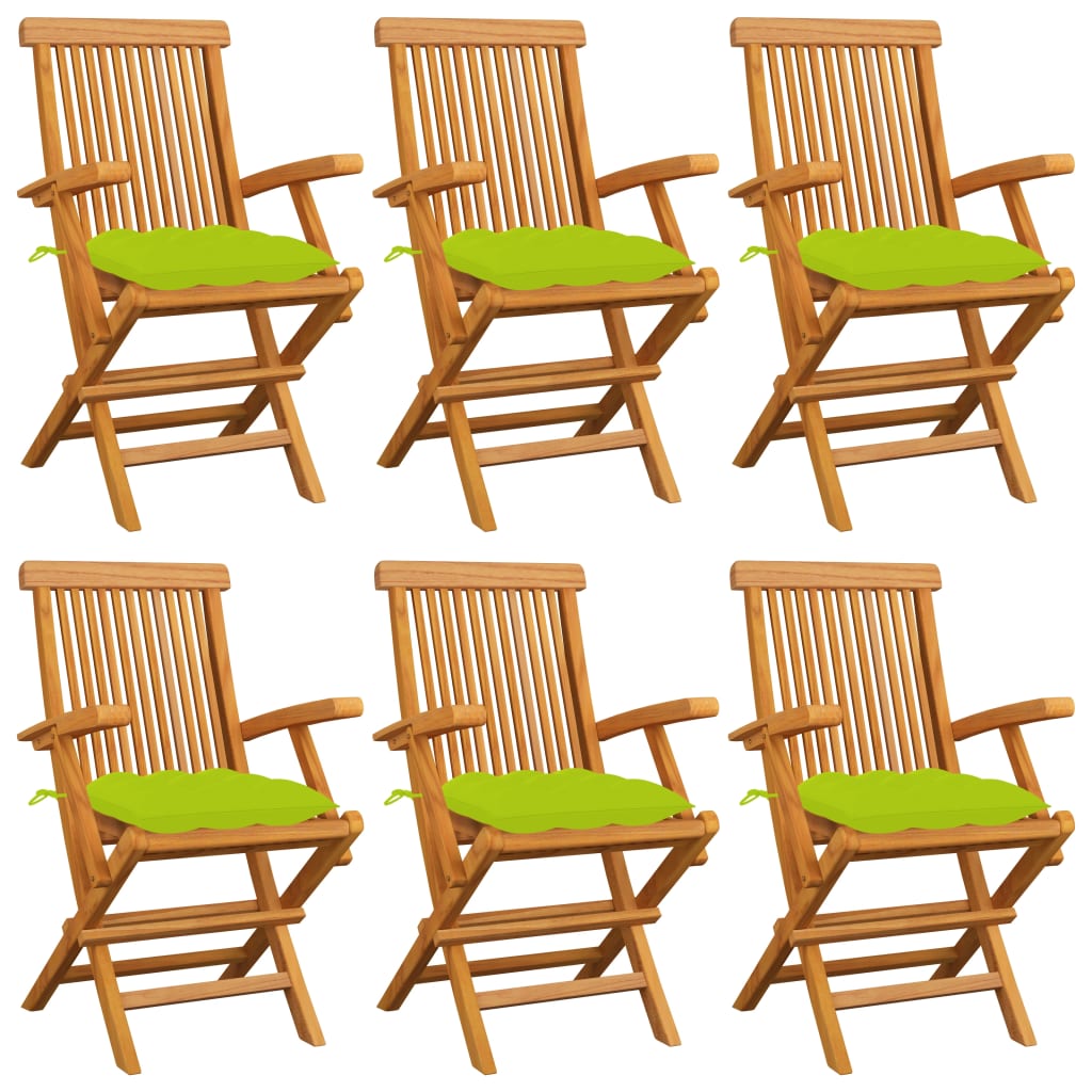 Prečunoliktava - Tev un tavai dzīvei - dārza krēsli, spilgti zaļi matrači, 6 gab., masīvs tīkkoks