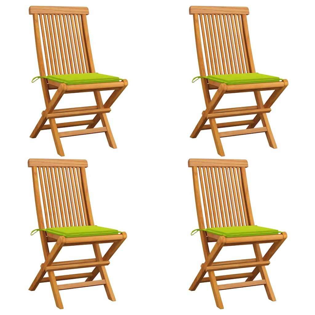 Gartenstühle mit Hellgrünen Kissen 4 Stk. Massivholz Teak Königsblau 4 1