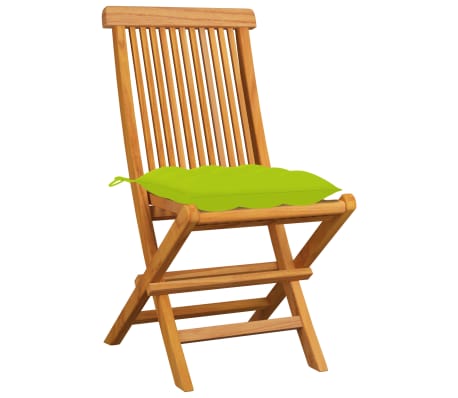vidaXL Gartenst&uuml;hle mit Hellgr&uuml;nen Kissen 4 Stk. Massivholz Teak