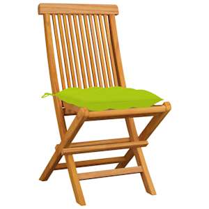 Zahradní židle s jasně zelenými poduškami 4 ks masivní teak - obrázek 2