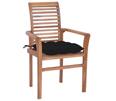 vidaXL Valgomojo kėdės su juodomis pagalvėlėmis, 4vnt., tikmedis