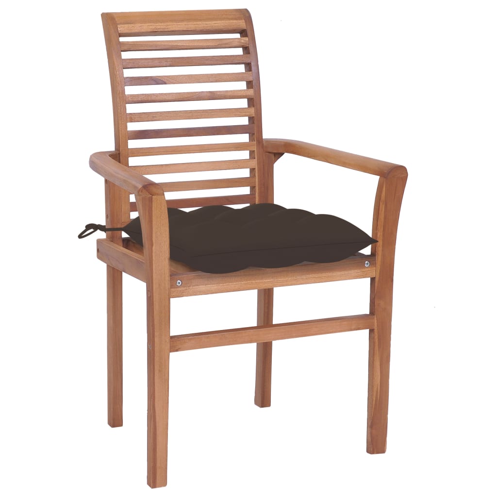 

vidaXL Eetkamerstoelen 4 st met taupe kussens massief teakhout