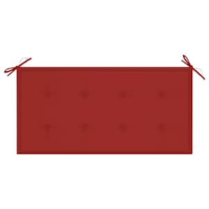 Zahradní lavice s červenou poduškou 112 cm masivní teak - obrázek 6