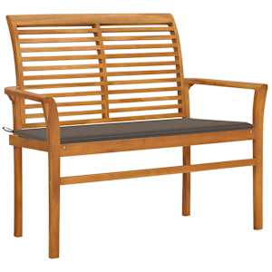 Zahradní lavice s taupe poduškou 112 cm masivní teak - obrázek 1