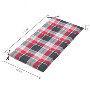 Zahradní lavice + červená károvaná poduška 112 cm masivní teak - obrázek 9
